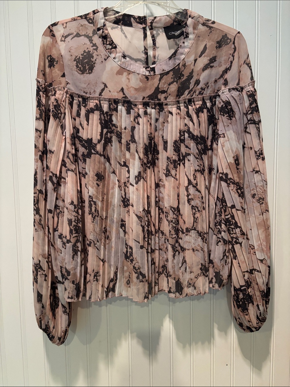 NWOT Cliche Boho Pleated Floral Watercolor Blouse Sz
